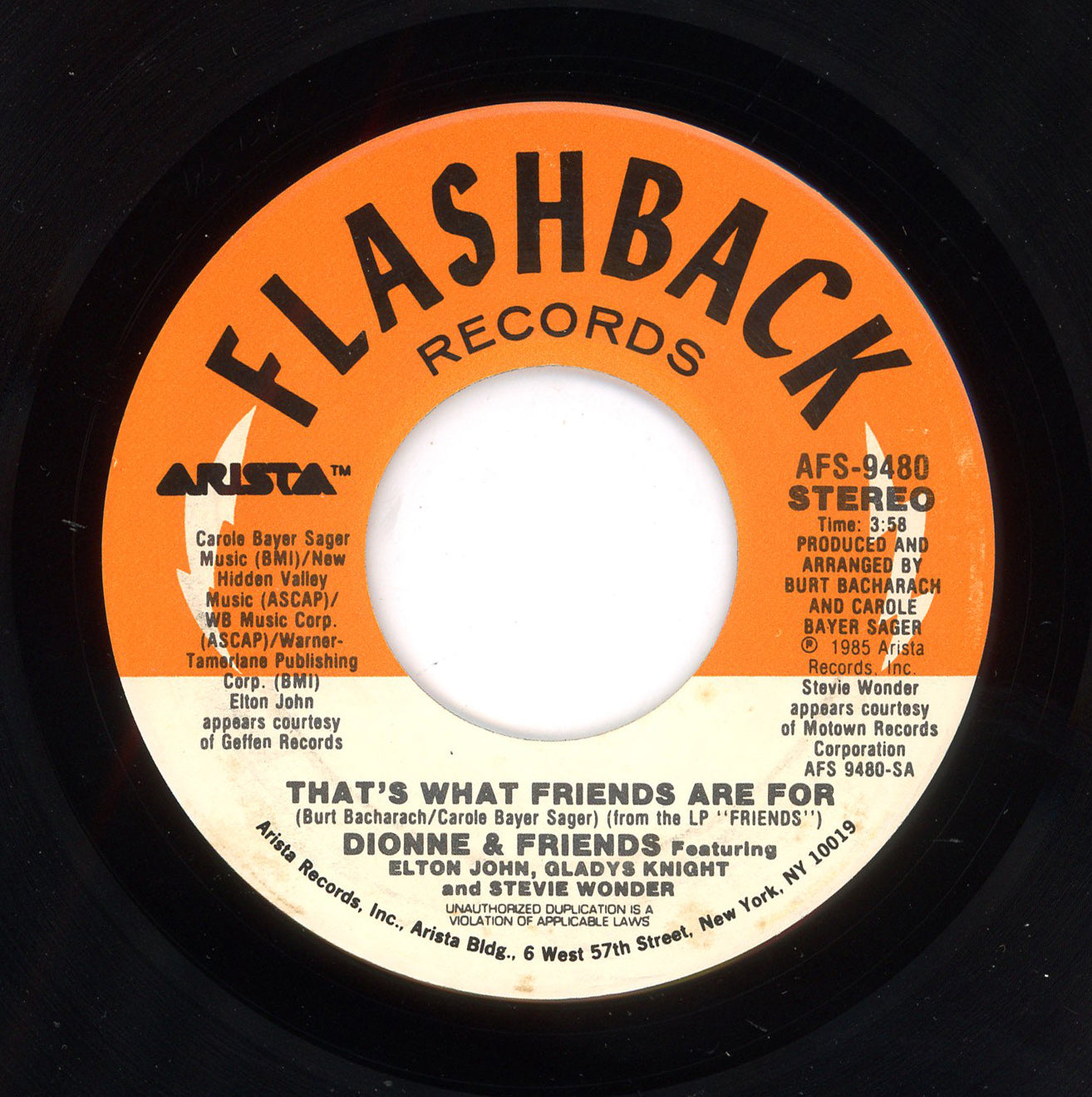 Dionne & Friends, Elton John, Gladys Knight & Stevie Wonder - That's What Friends Are For / Two Ships Passing In The Night 7"