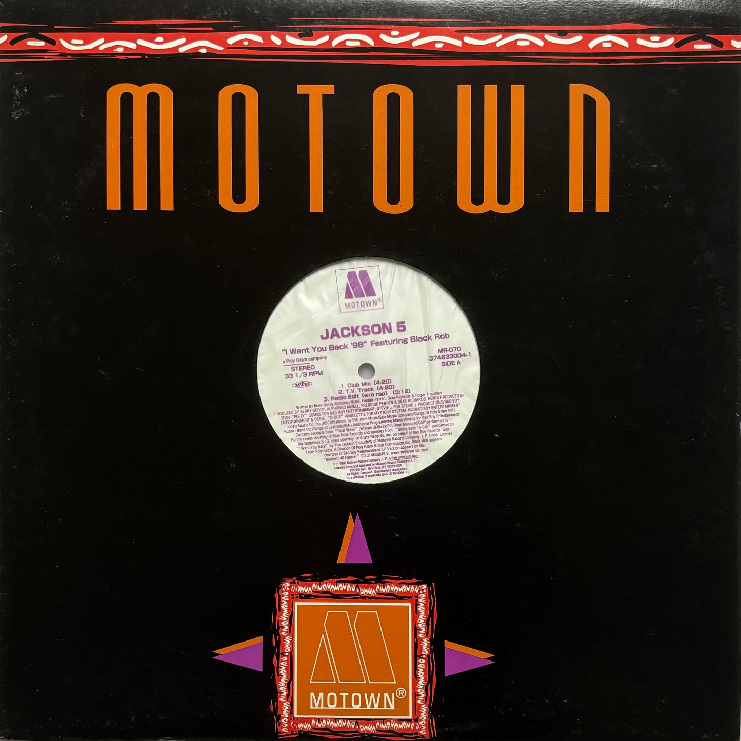 Jackson 5, Black Rob - I Want You Back '98 12" (Ex)