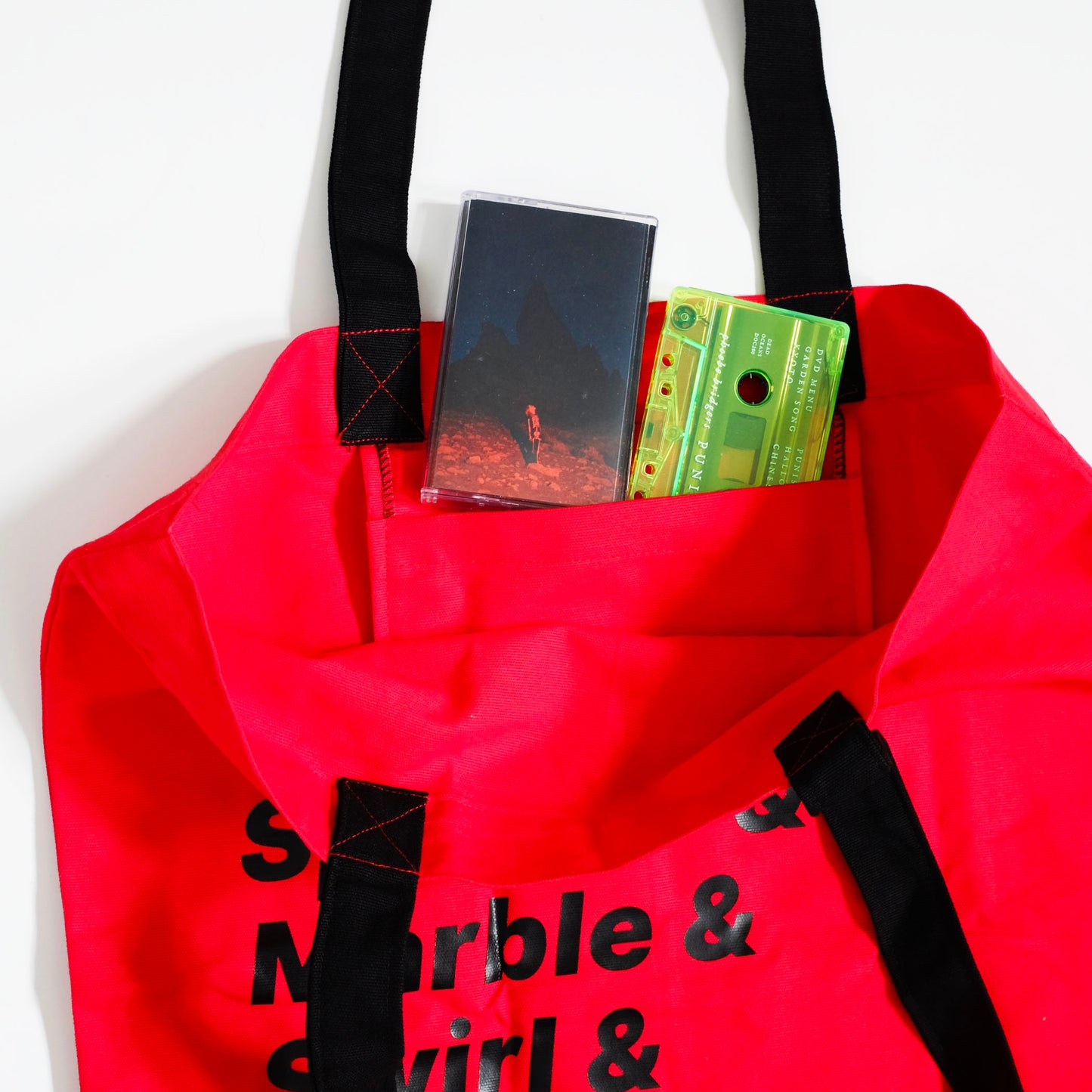 Brightly Tote Bag - Cherry Red with black handle