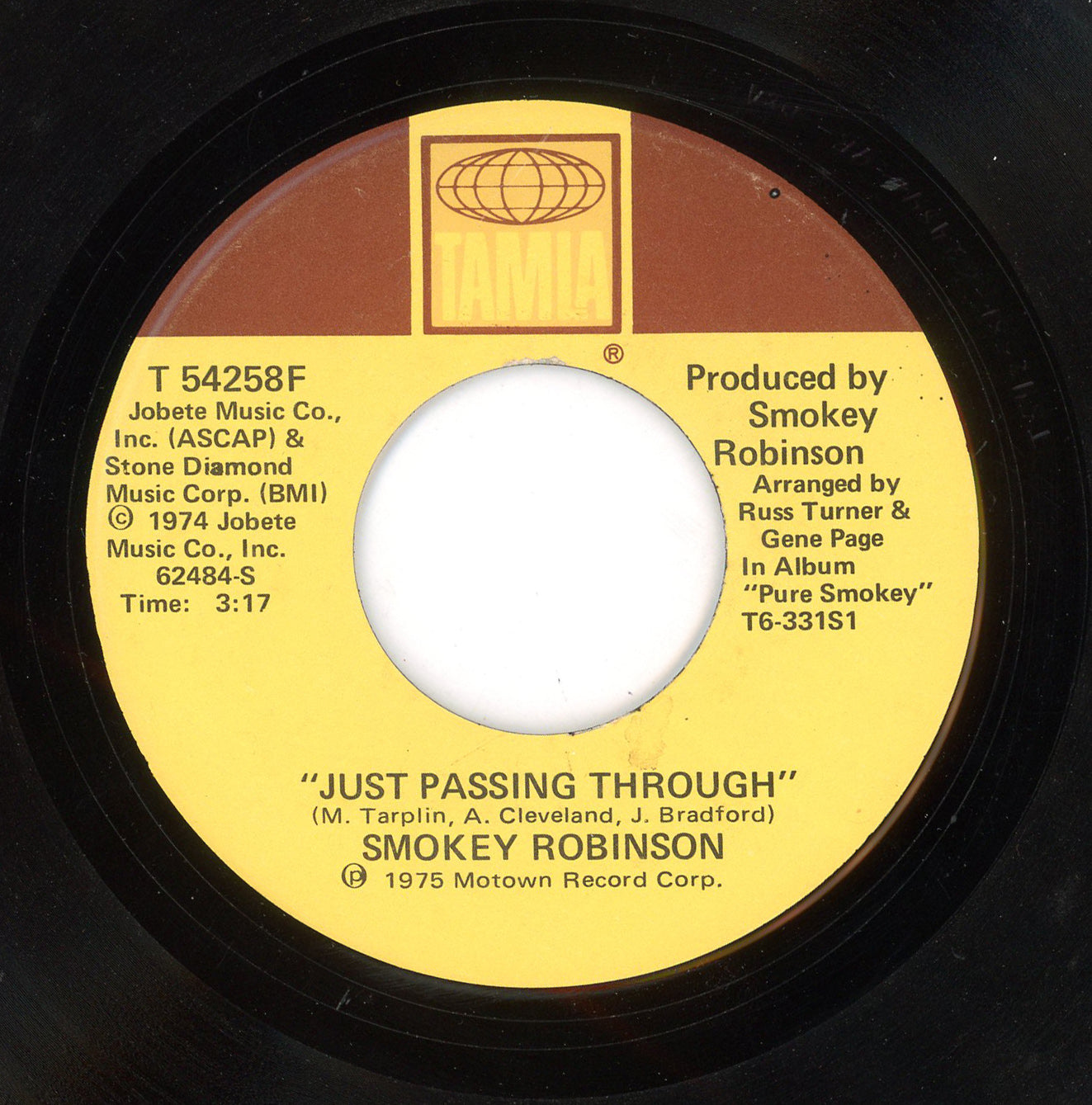 Smokey Robinson - Baby That's Backatcha / Just Passing Through  7"
